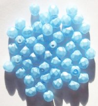 50 6mm Faceted Coated Matte Aqua Beads